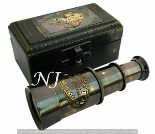Victorian Brass Telescope W Box Antique Finish Nautical Maritime Spyglass Gift