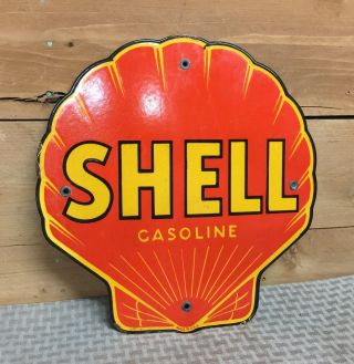 Vintage Shell Gasoline Service Station Porcelain Advertising Sign