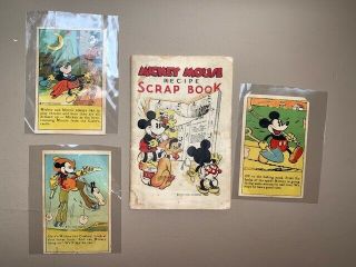 1930’s Mickey Mouse Recipe Scrap Book Bake - Rite Inc.  3 Cards