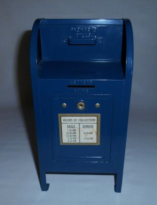 Vintage Brumberger U.  S.  Blue Mail Box 9 " Bank