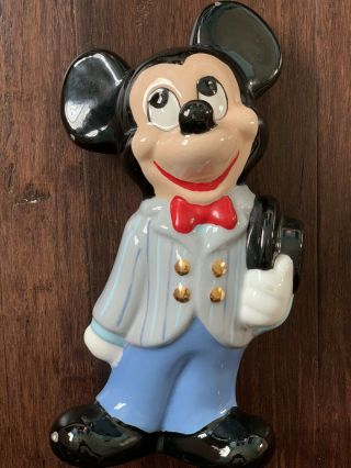 Vintage Walt Disney Ceramic Mickey Mouse Figure Statue/holding Top Hat