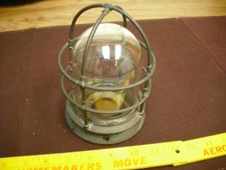 Vintage Lovell Solid Bronze 6 1/4 " Domed Ship Light W/original Glass Dome