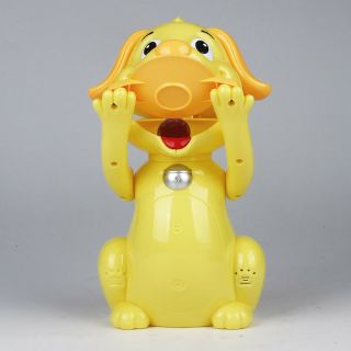 Yellow Cute Dog Money Box Piggy Bank Coin Eating Munching Toy Kids Xmas Gifts 3
