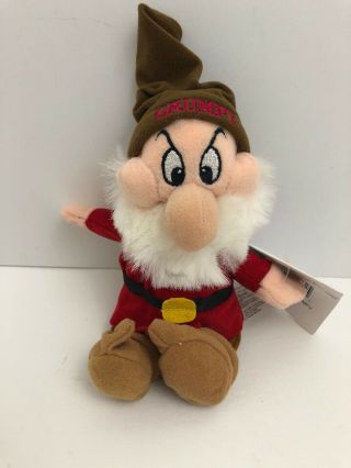 Disney Store Mini Bean Bag Grumpy Snow White Seven Dwarfs Plush Toy Doll W/ Tags