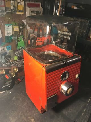 Old Vintage Northwestern Gumball Peanut Machine 5 Cent NO KEY Embossed Glass 2