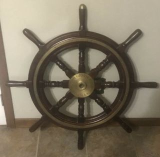 John Hastie & Co Greenock Brass Ship Wheel 36”original Maritime Nautical 50’s