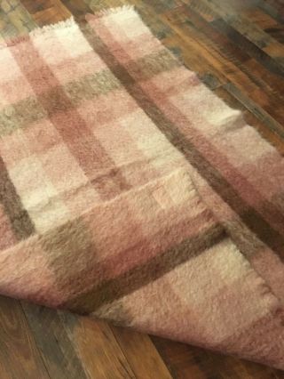 Craig - Na - Creidhe Vintage Brown Pink Beige Scotland Mohair Woven Throw Blanket