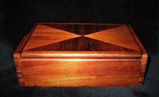 Hawaii Vintage Hawaiian Koa Wood Jewelry Box 8 3/4 " L X 5 1/2 " D X 3 " T