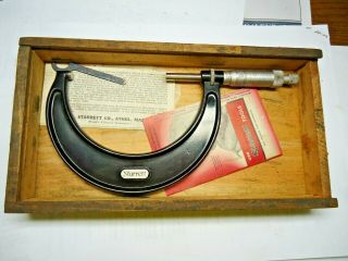 Vintage Starrett 3 - 4 Micrometer W/ Wood Box
