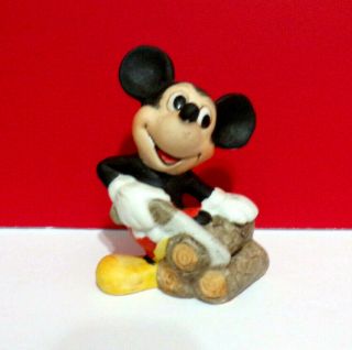 Walt Disney Productions Mickey Mouse Chopping Wood Porcelain Figurine