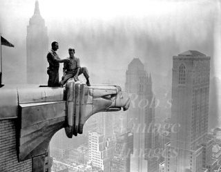 Vintage York City Photo Skyscraper Gargoyle Empire State Bldg Behind Print