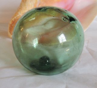 Vintage Japanese Glass Fishing Float Rare Makers Mark.  Olive Green (17)