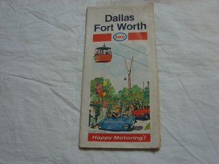 1970 Enco Dallas Fort Worth Six Flags Over Texas Road Map
