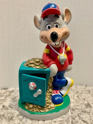 Chuck E Cheeses Savings Bank - Figural Mouse Coin Bank - Older