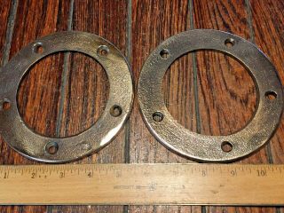 Vintage Pair Cast Bronze Exhaust Pipe Trim Rings 5 1/2 " Od,  Or Small Port?