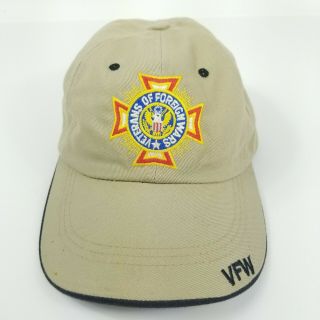 Veterans Of Foreign Wars Hat Vfw Beige Adjustable Cap Embroidered
