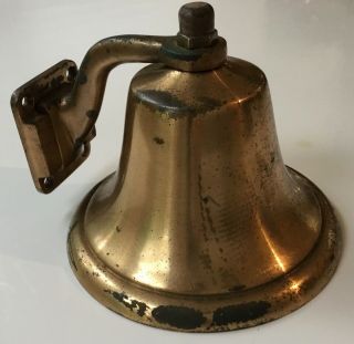 Vintage Perko 420 - 6 Brass Maritime Ship’s Fog Bell With Mounting Bracket,  5.  75”