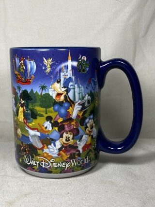 Walt Disney World Parks Pixar Dark Blue Coffee Mug Goofy Minnie Mickey Genie