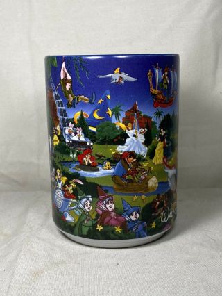 Walt Disney World Parks Pixar Dark Blue Coffee Mug Goofy Minnie Mickey Genie 2