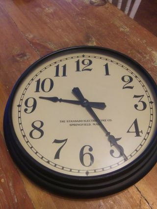 Vintage The Standard Electric Time Co Black Metal Large Wall Clock 14 1/4 "