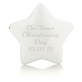 Silver Plated Star Money Box In Gift Box Christening - Custom Engraved