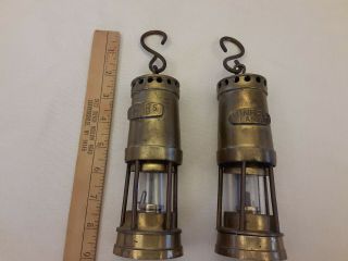 Vintage Miners Solid Brass Safety Lamp Lantern Lamps.