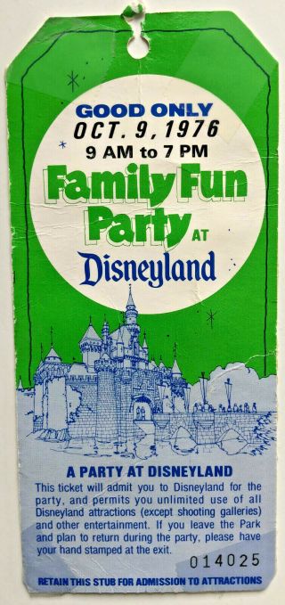 1976 Vintage Disneyland Passport Ticket Stub 10/9/76 - Ticket Holder