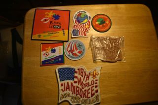 7 Different Patches 18th World Jamboree Holland Pp,  Bp,  And Us Cont Bp,  Leather