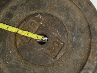 (1) BUR Vintage 40 Lb Pound Barbell Standard Weight Plate 3