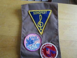 Girl Scout Brownie Sash With Badges Pins & Patches Apalachee Bend Brown 3