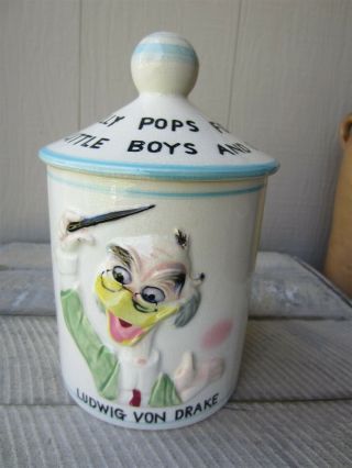Vintage 1961 Walt Disney Productions Dan Brechner Lolly Pop Candy Jar Canister