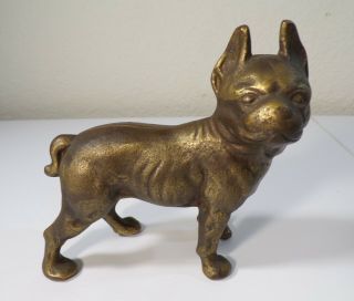 Antique Boxer Bulldog Standing Brass Cast Iron Dog Bank