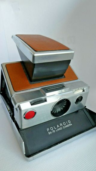 Vintage Brown Polaroid Land Camera Sx - 70 With Leather Case