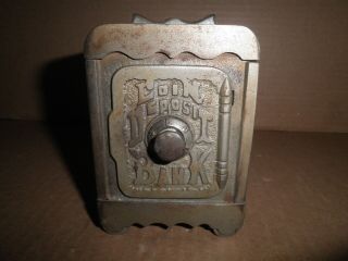 Great Old Cast Iron Coin Deposit Bank Combination Safe Still Bank C1900
