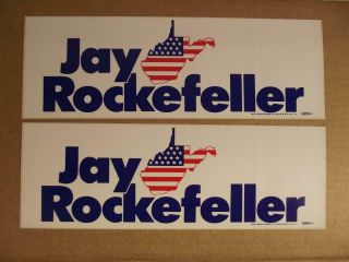 Nos Set Of 2 (senator) Jay Rockefeller West Virginia Bumper Stickers 1985 - 2015