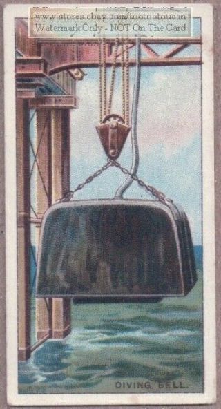 Early Marine Diving Bell Ocean Exploration 1915 Ad Trade Card