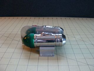 VINTAGE BATTERY OPERATED RED AND GREEN CHROME BOAT LIGHT 2