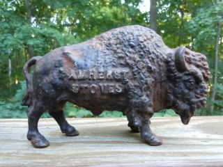 Vintage Amherst Stoves Cast Iron Buffalo/bison Dollar Slot Still Bank