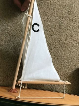 Pond Yacht Sailboat Wood Model Toy W/ Stand