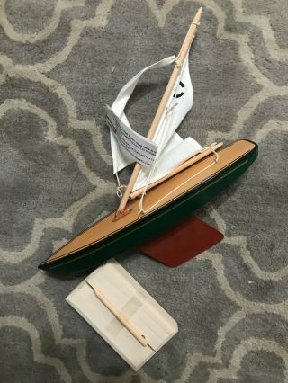 Pond Yacht SAILBOAT WOOD MODEL TOY w/ stand 2