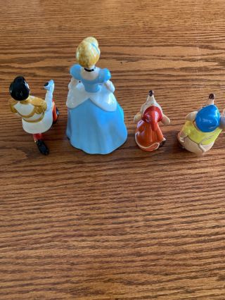 Vintage Disney Japan Ceramic Cinderella Prince Charming Jac & Gus Figurine Set 2