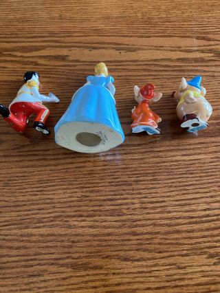 Vintage Disney Japan Ceramic Cinderella Prince Charming Jac & Gus Figurine Set 3
