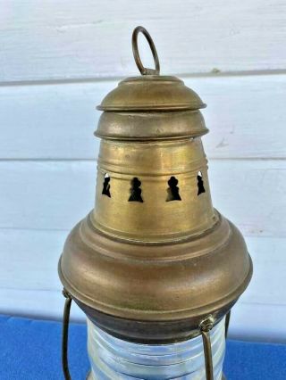 Vintage Perko Perkins ? Brass & Glass Maritime Nautical Ships Lantern 12 