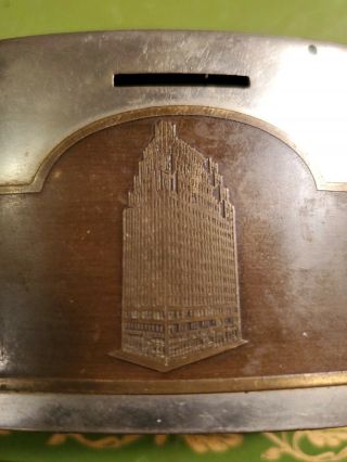 Vtg Metal COIN BANK:PENNSYLVANIA EXCHANGE BANK 8TH AVE NYC.  HAS COINS Advertising 2