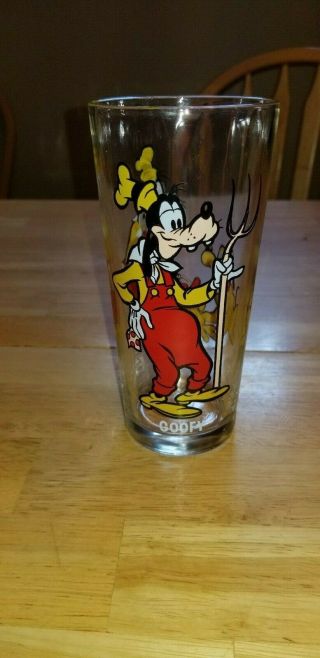 Vintage Pepsi Goofy Happy Birthday Mickey Series Glass 1978