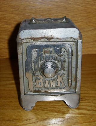 C.  1909 - 1927 Grey Iron " Coin Deposit Bank " (sm.  W/ Flat Top) Cast Iron Bank