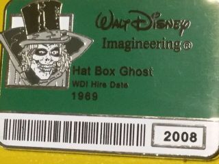 Disney Pin 60292 Wdi I.  D.  Badge 2 Hat Box Ghost 2008 Haunted Mansion Le 300