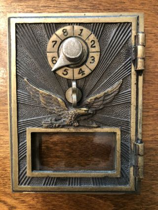 Vintage Metal Eagle Post Office Mail Box Door Eagle Brass