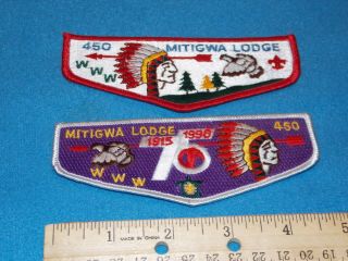 Oa Lodge 450 Mitigwa 1990 75th & Red Border Flaps -