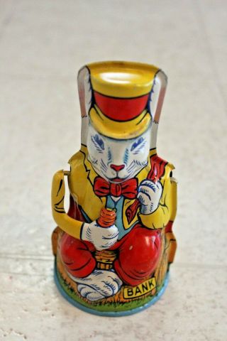 Vintage J.  Chein Tin Litho Uncle Wiggily Coin Bank Bunny